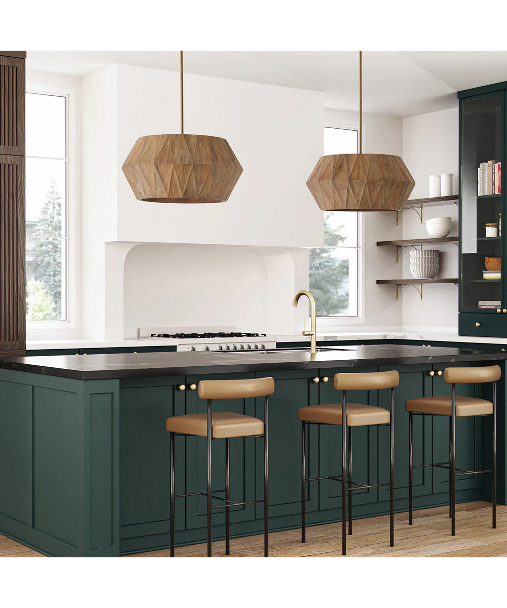Nadeau 4-Light Pendant Light Wood and Patinaed Brass - Image 2