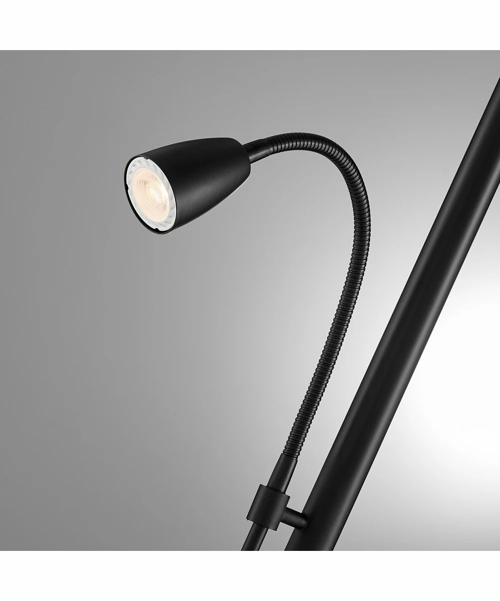 Nanette 1-Light Floor Lamp With Reading Black/Fabric Shade - Image 2