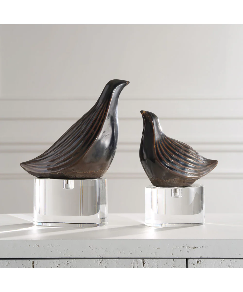 Nesting Bird Gray Sculptures, Set of 2 - Image 2