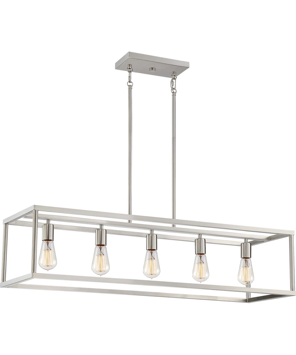 New Harbor 5-light Island Light Brushed Nickel