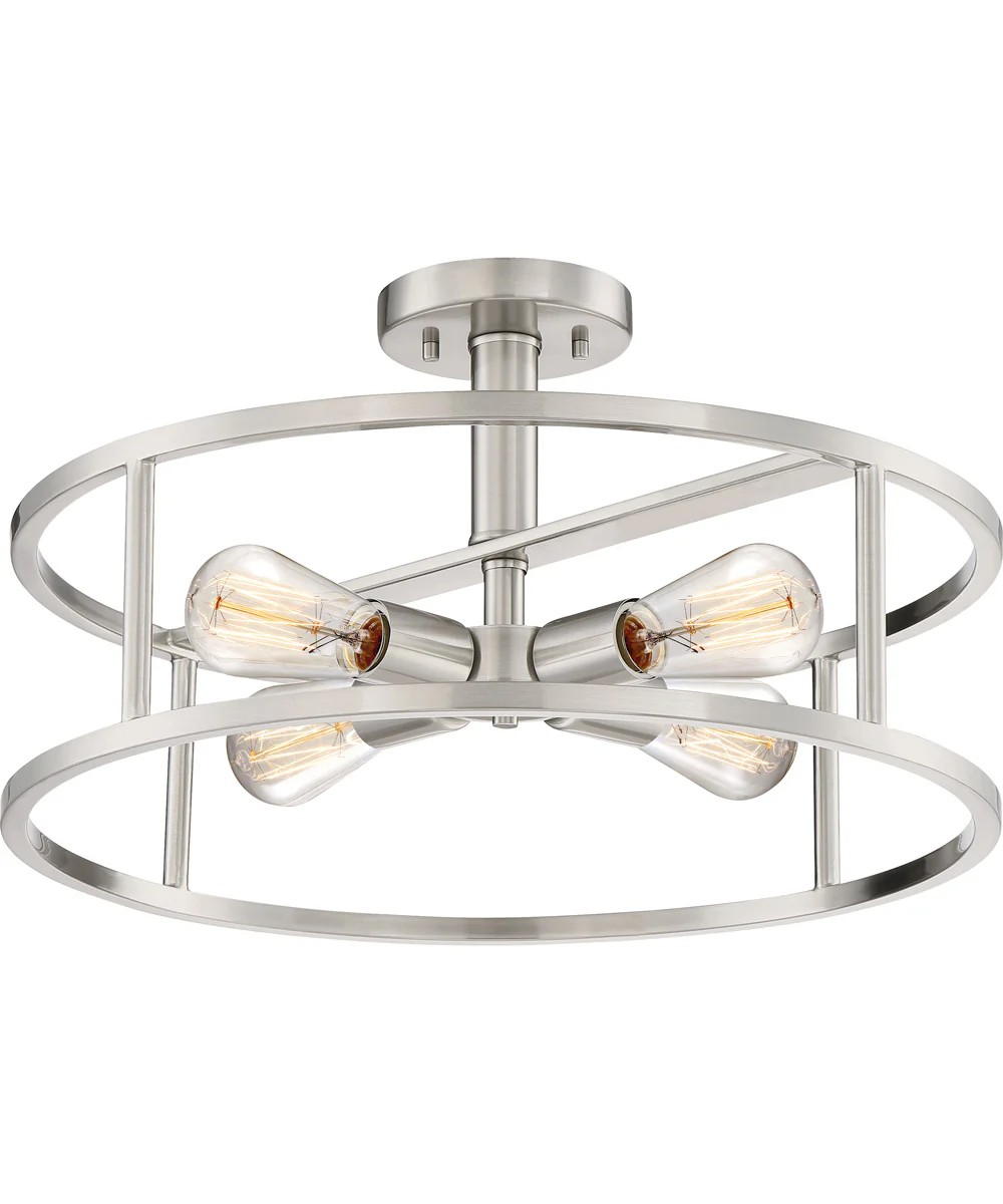 New Harbor Large 4-light Semi Flush Mount Brushed Nickel - Image 2
