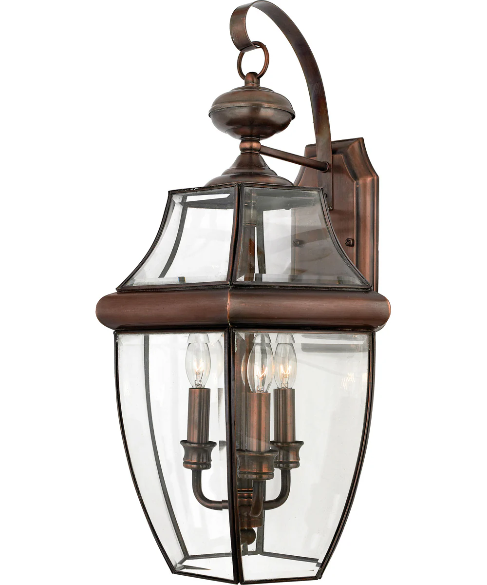 Newbury Large 3-light Outdoor Wall Light Aged Copper - Image 2