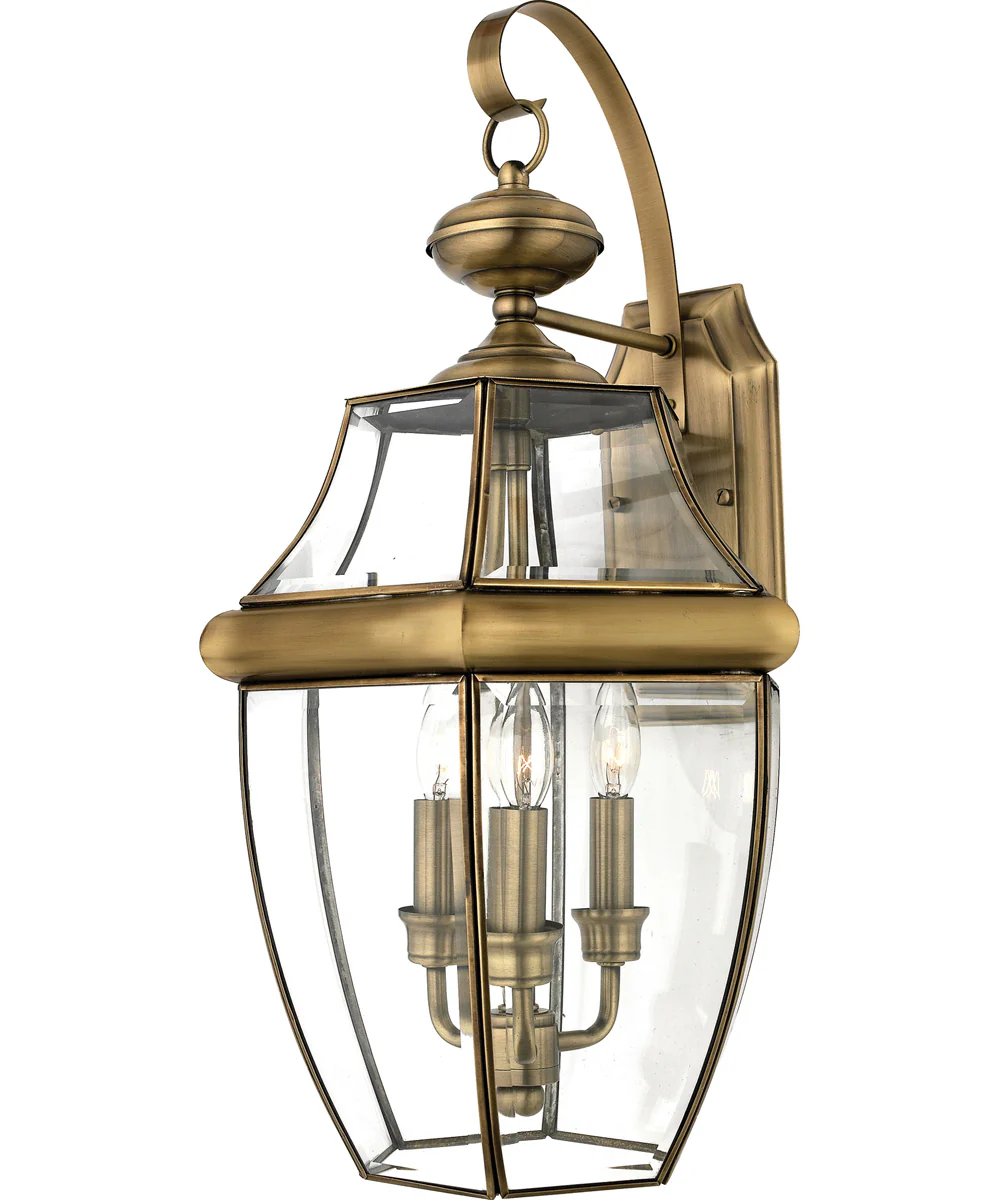 Newbury Large 3-light Outdoor Wall Light Antique Brass