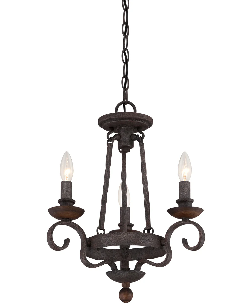 Noble 3-light Chandelier Rustic Black - Image 2