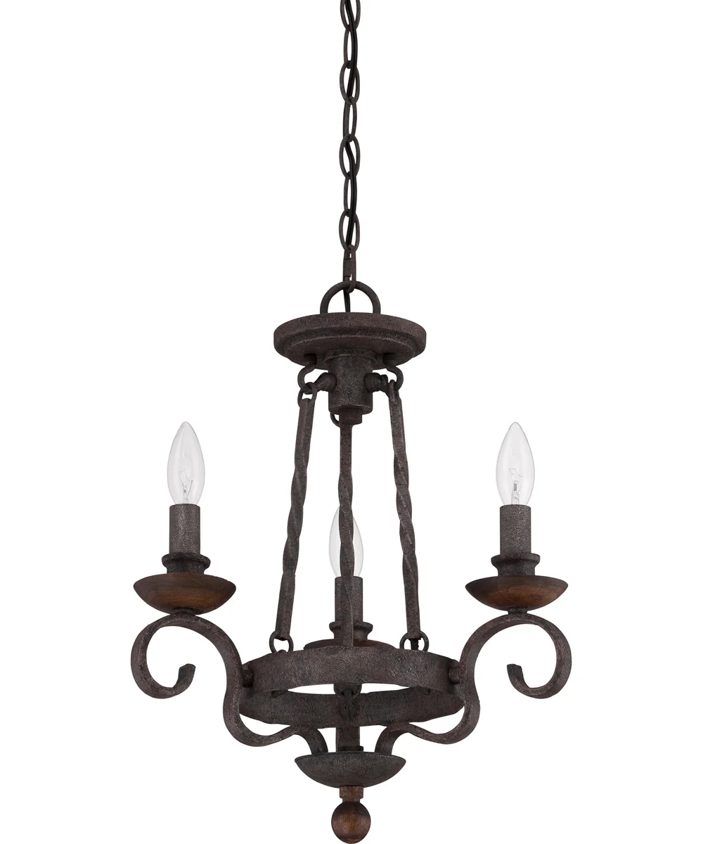 Noble 3-light Chandelier Rustic Black - Image 3