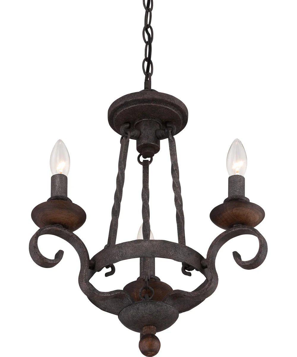 Noble 3-light Chandelier Rustic Black - Image 4