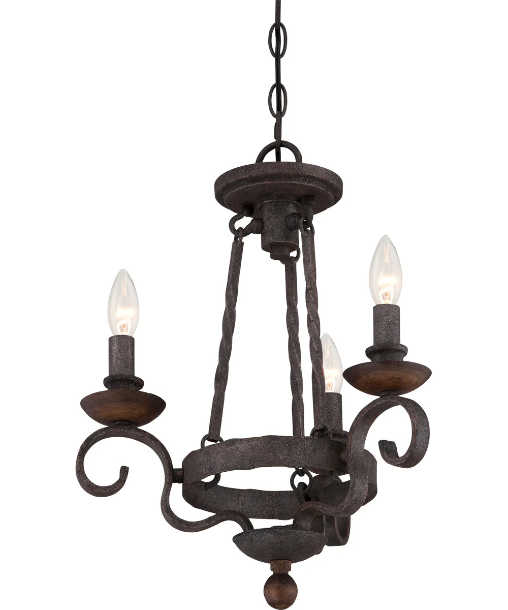 Noble 3-light Chandelier Rustic Black - Image 5