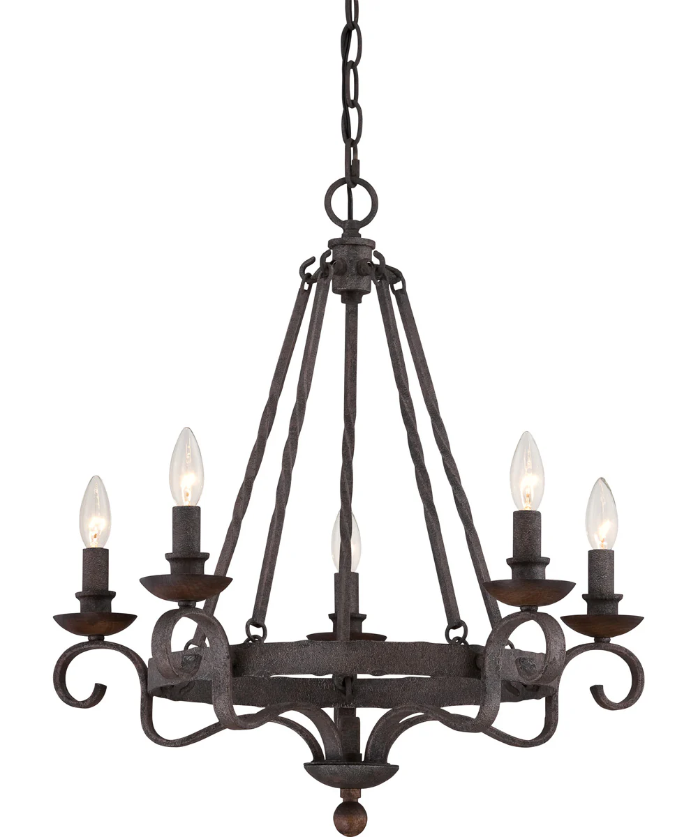 Noble 5-light Chandelier Rustic Black