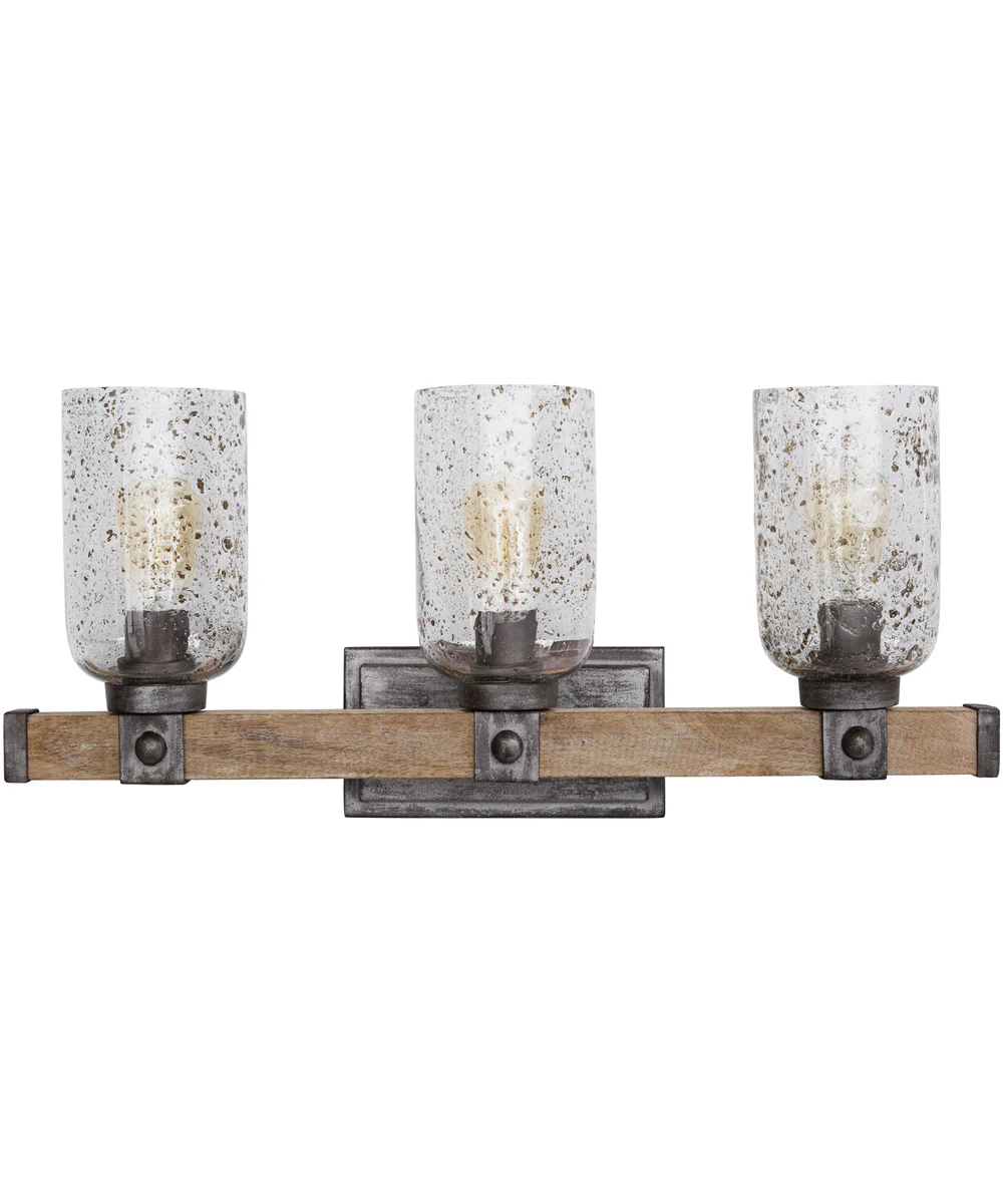 Nolan 3-Light Vanity In Urban Wash With Stone Seeded Glass