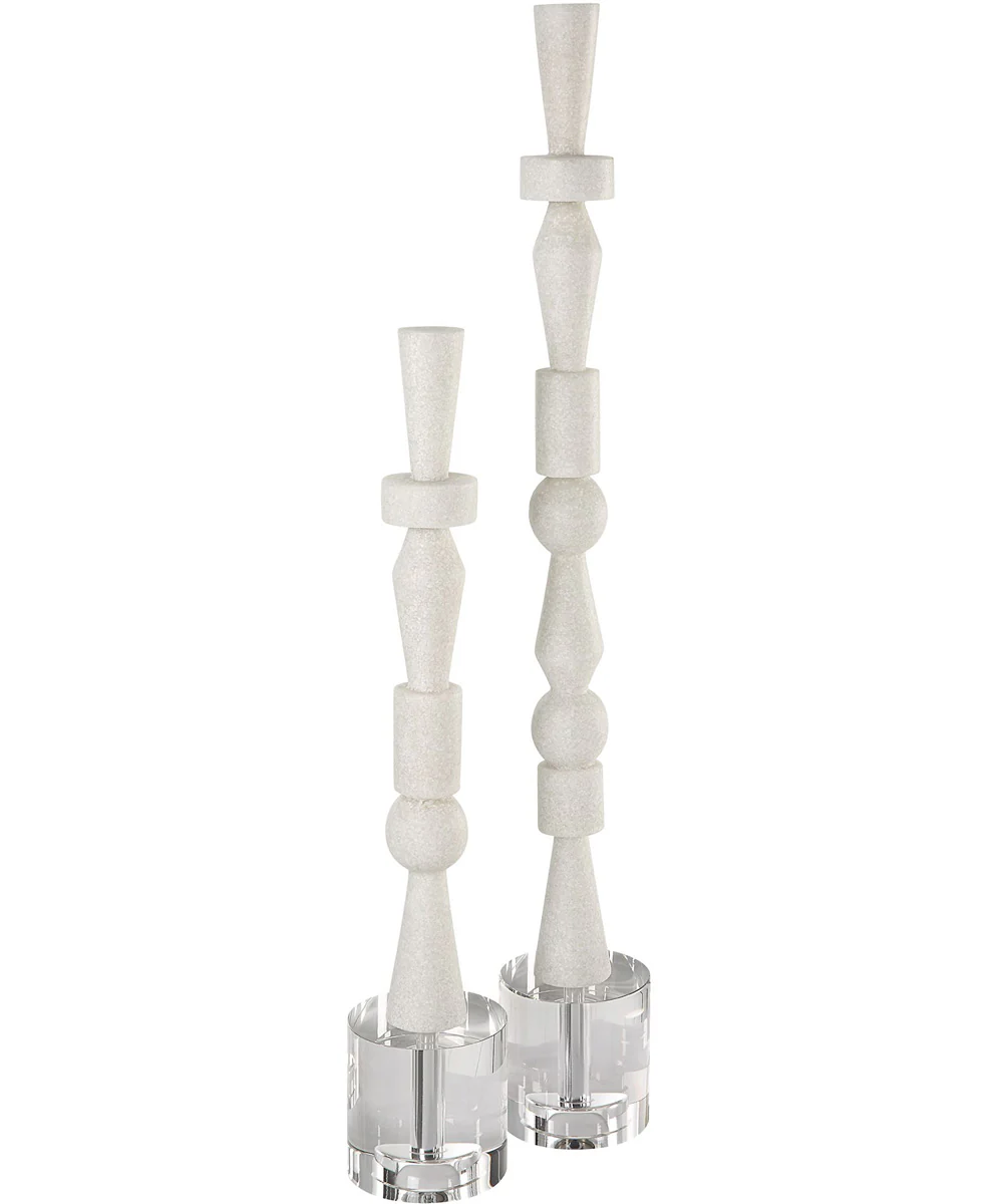 Norte White Stone Sculptures, Set of 2