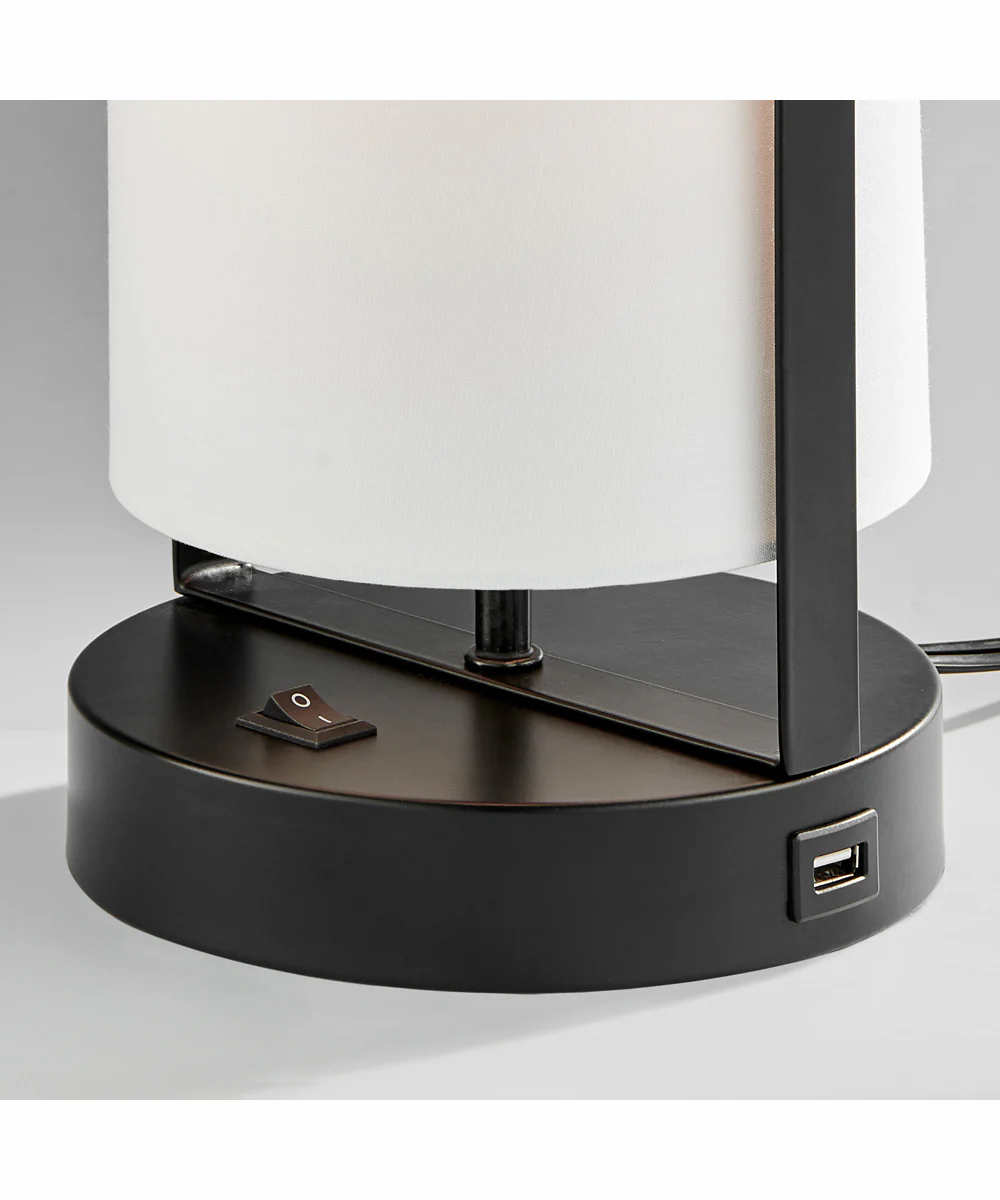 Obelia 1-Light 2 Pack-Table Lamp Black/Fabric Shade With Usb - Image 2