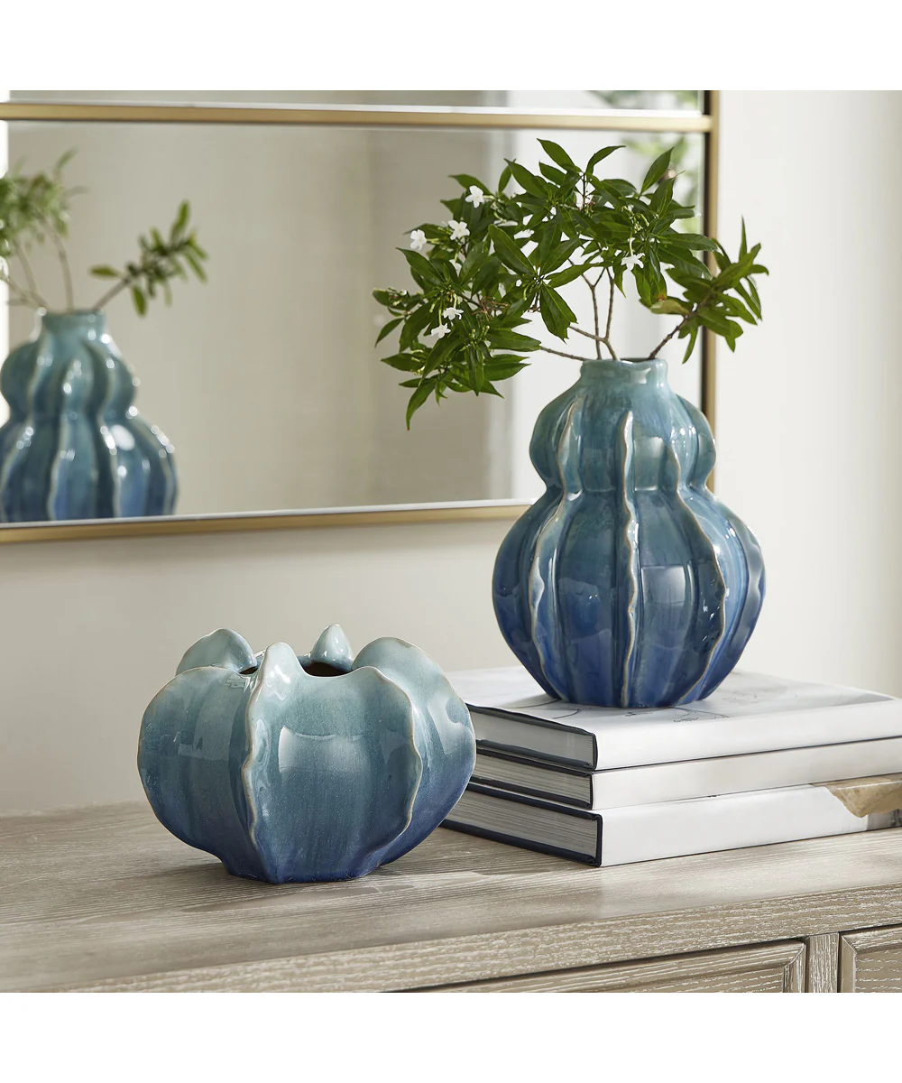 Ocean Wave Outdoor Glazed Vases Set of 2 - Image 2