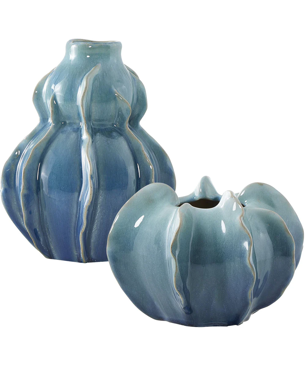 Ocean Wave Outdoor Glazed Vases Set of 2 - Image 3