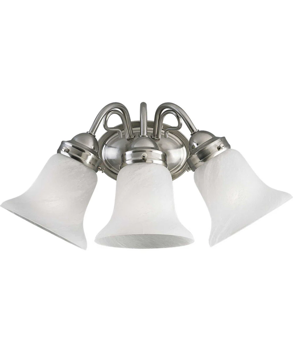 OPEN BOX Bedford 3-Light Etched Alabaster Glass Traditional Bath Vanity Light Brushed Nickel - Image 6
