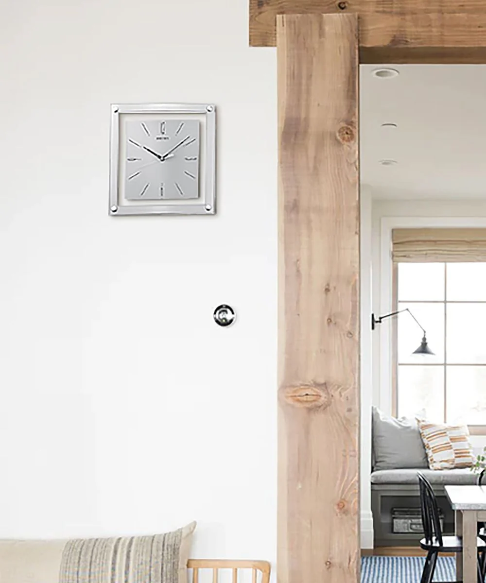 OPEN BOX Wall Clock Square Silver and Glass Glass Cover - Image 4