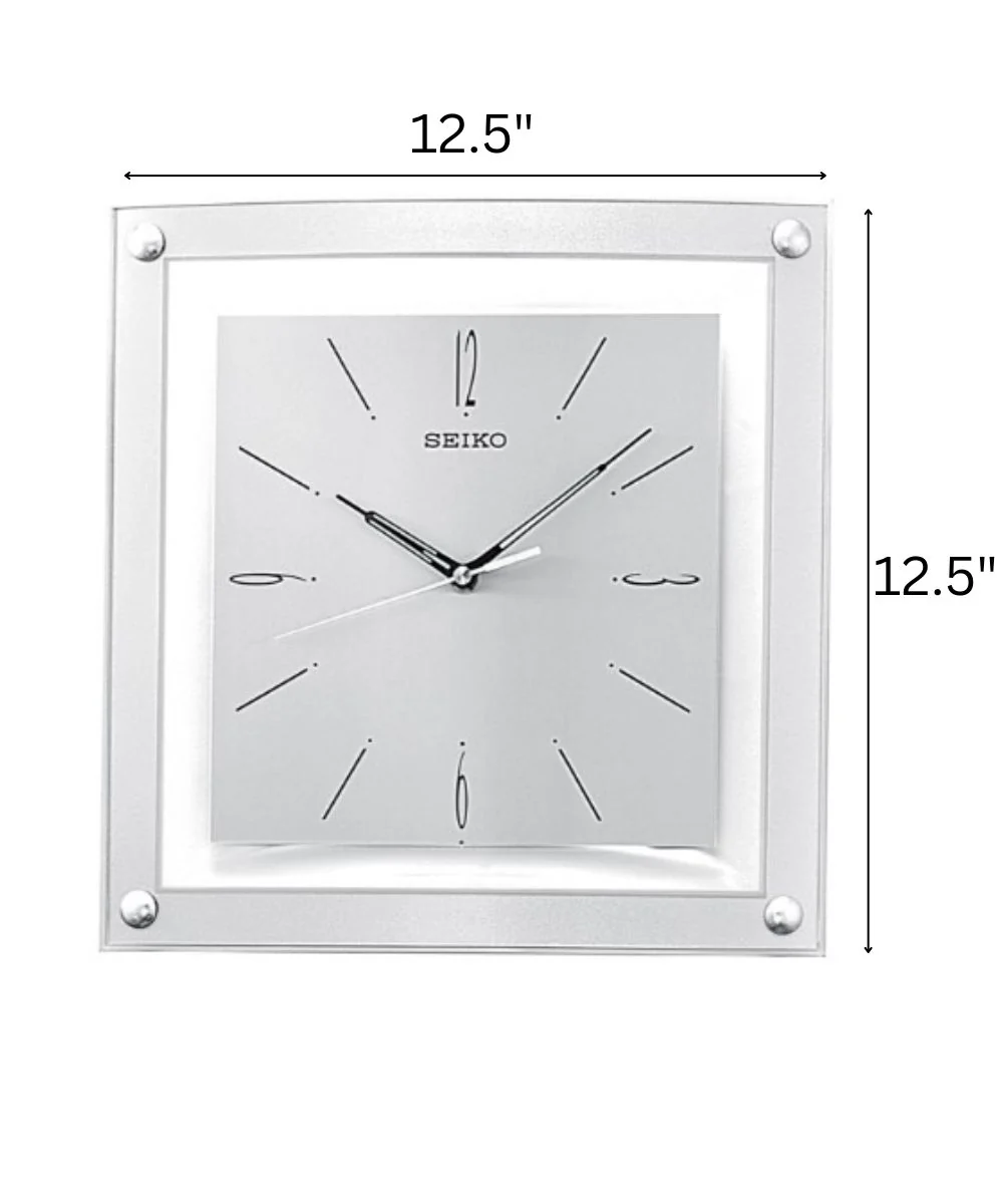 OPEN BOX Wall Clock Square Silver and Glass Glass Cover - Image 5