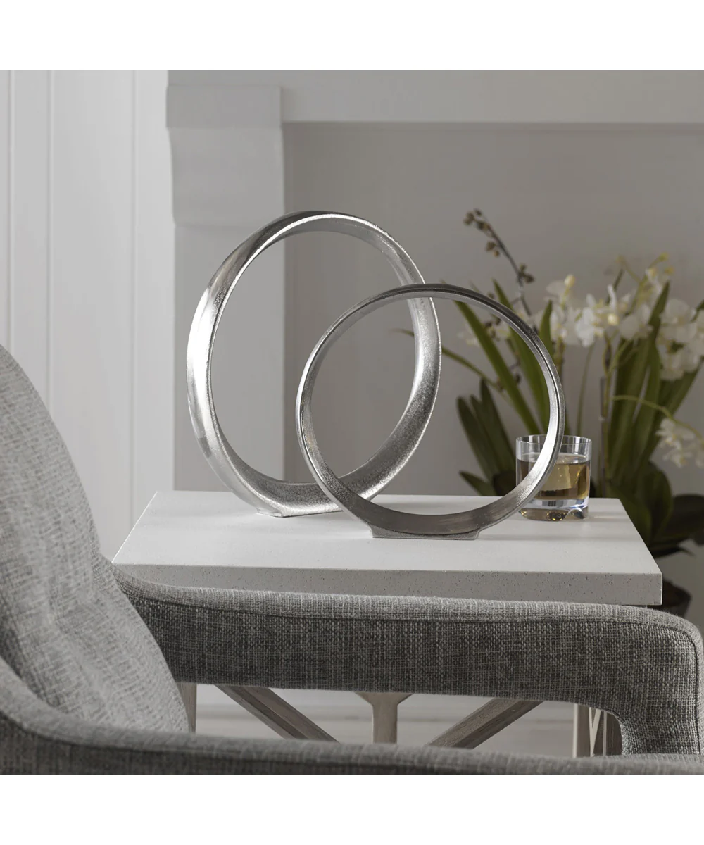 Orbits Nickel Ring Sculptures, Set of 2 - Image 2
