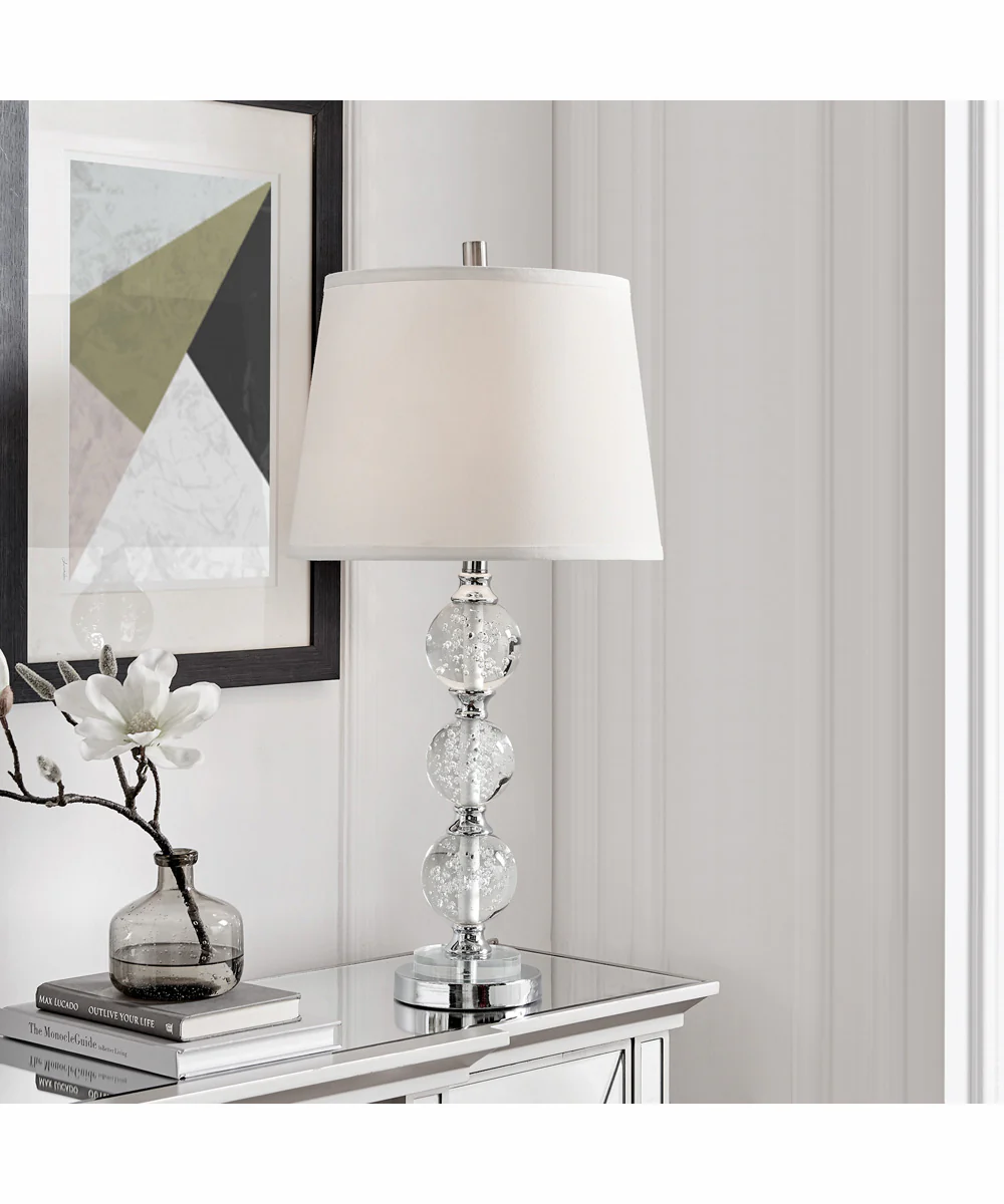 Oriel 1-Light Table Lamp Chrome/Seeded Accent/White Fabric Shade - Image 3