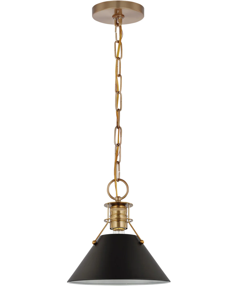 Outpost 1-Light Pendant Matte Black / Burnished Brass