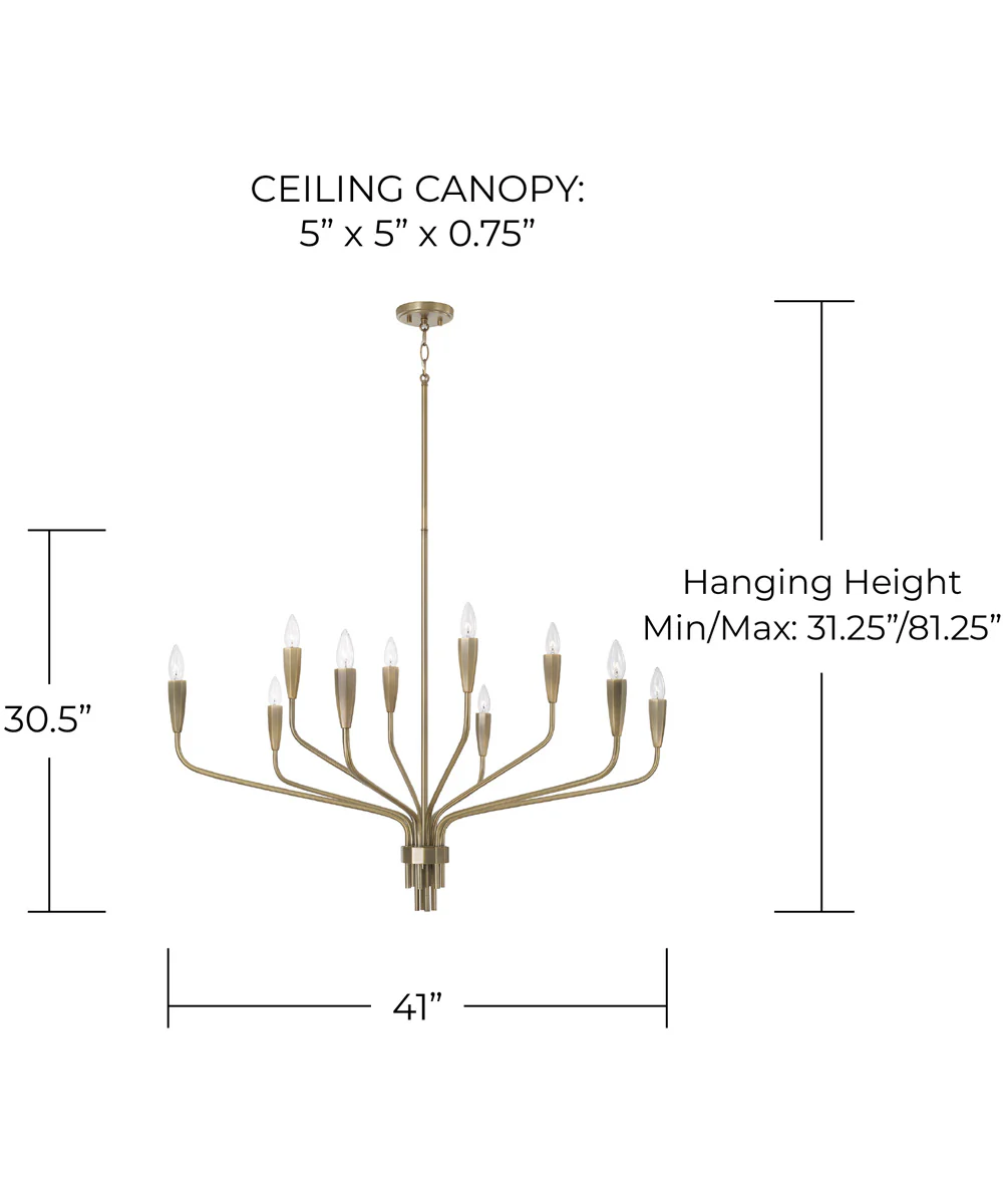 Palmer 10-Light Chandelier Antiqued Brass - Image 5