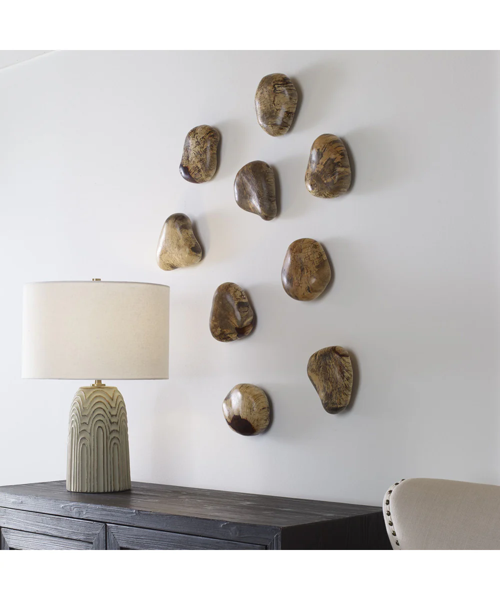 Pebbles Blonde Wood Wall Décor, Set of 9 - Image 3