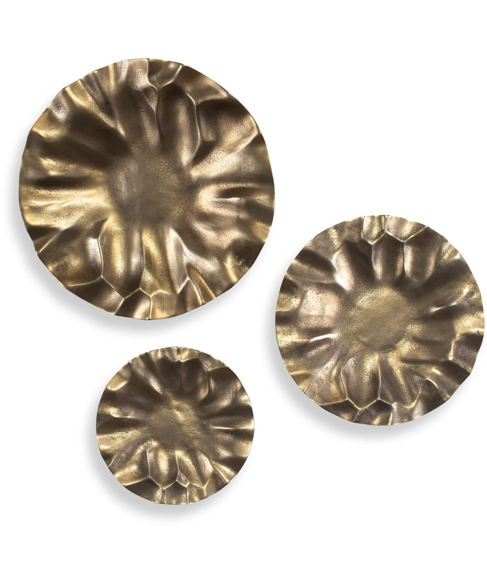Peonia Outdoor Gold Wall Art Set of 3