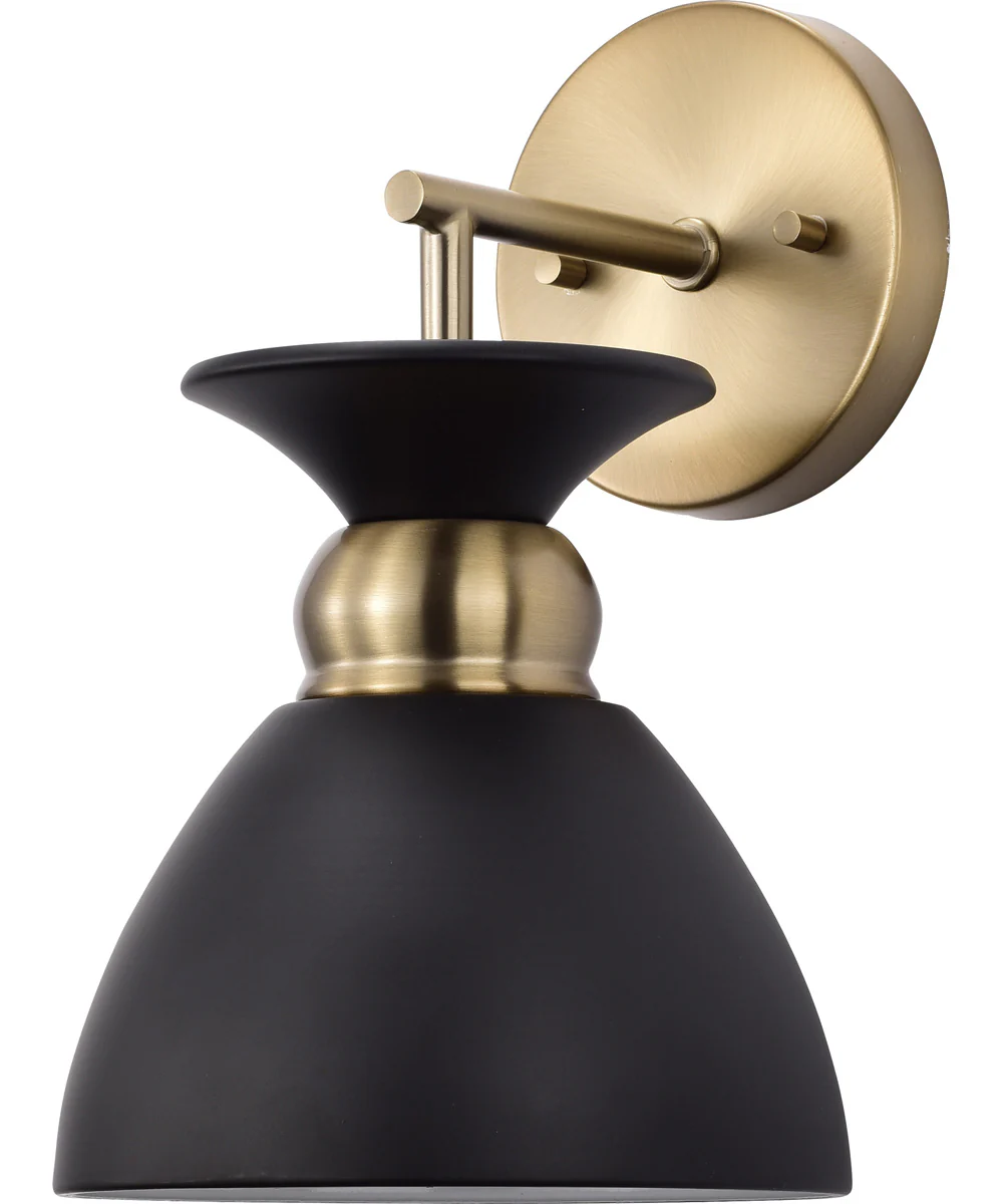 Perkins 1-Light Vanity & Wall Matte Black / Burnished Brass