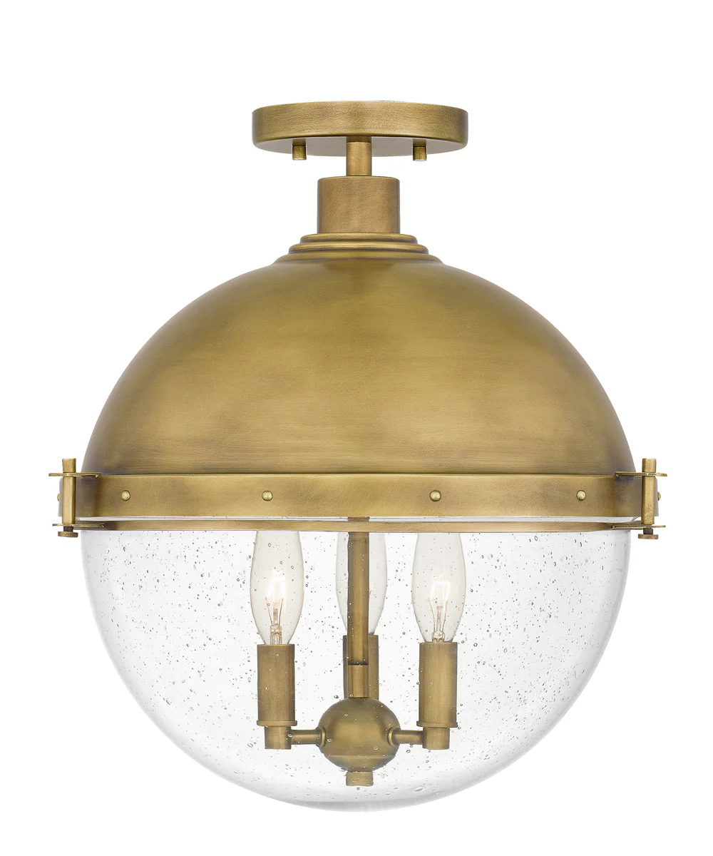 Perrine 3-light Semi Flush Mount Weathered Brass - Image 4