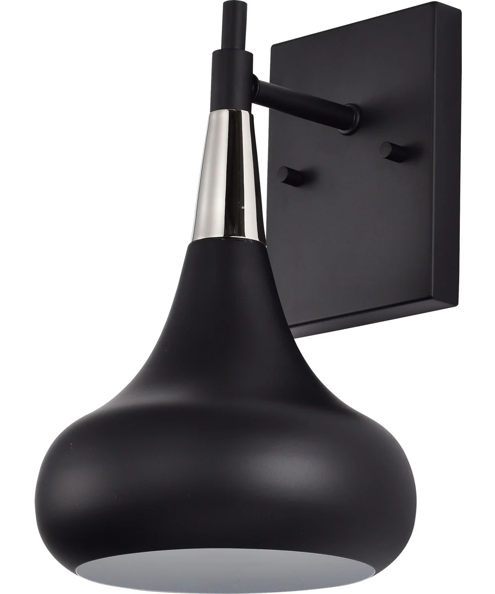 Phoenix 1-Light Vanity & Wall Matte Black / Polished Nickel