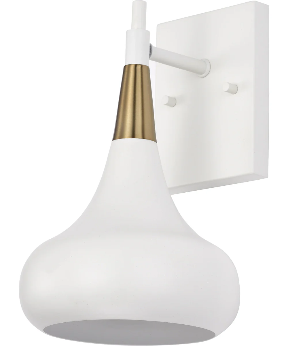 Phoenix 1-Light Vanity & Wall Matte White / Burnished Brass