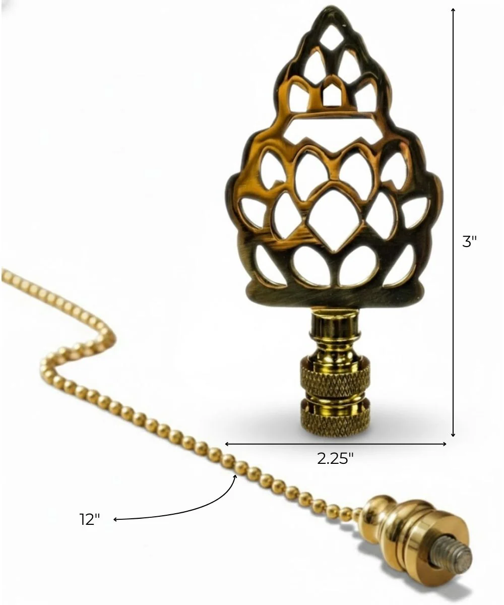 Polished Brass Pineapple Ceiling Fan Pull, 3"h with 12" Polished Brass Chain - Image 3