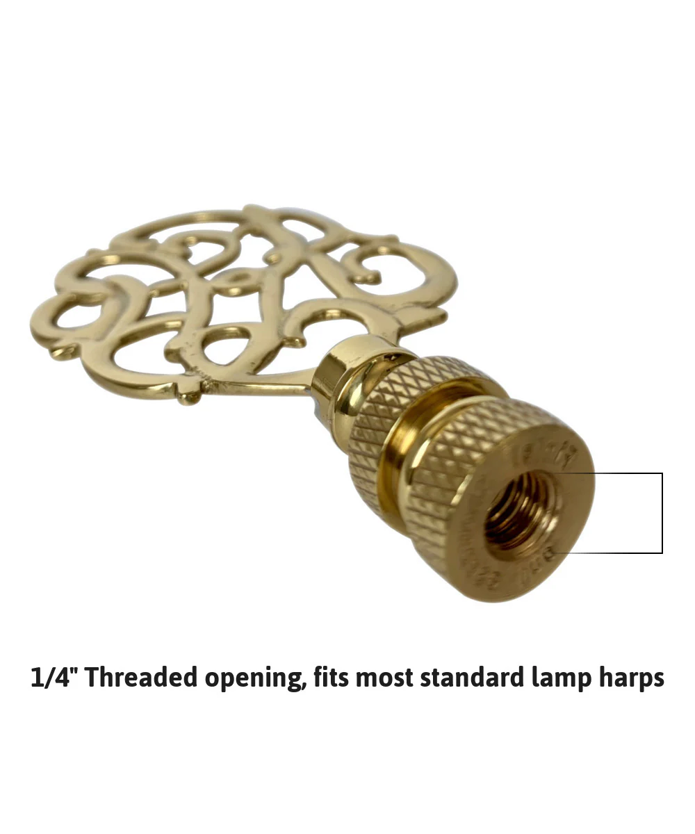 Polished Brass Williamsburg Cipher Lamp Finial with Polished Brass Base 3.25"h - Image 3