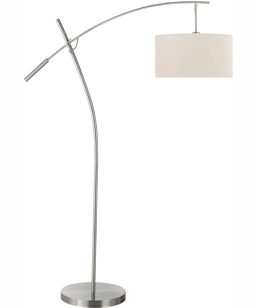 Pollux 1-Light Floor Lamp Brushed Nickel/White Fabric Shade