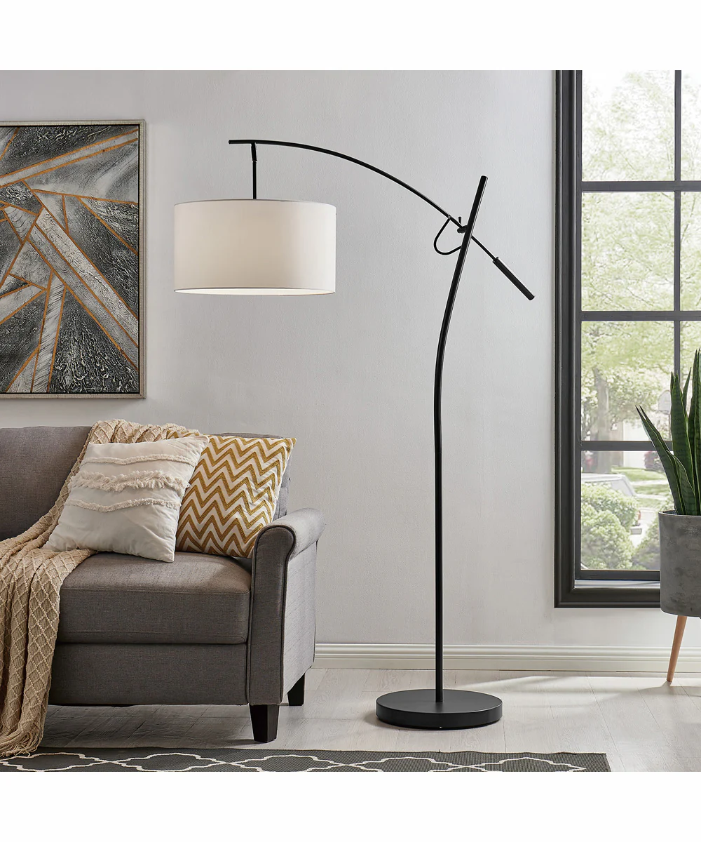 Pollux 1-Light Floor Lamp Dark Bronze/Linen Fabric Shade - Image 3