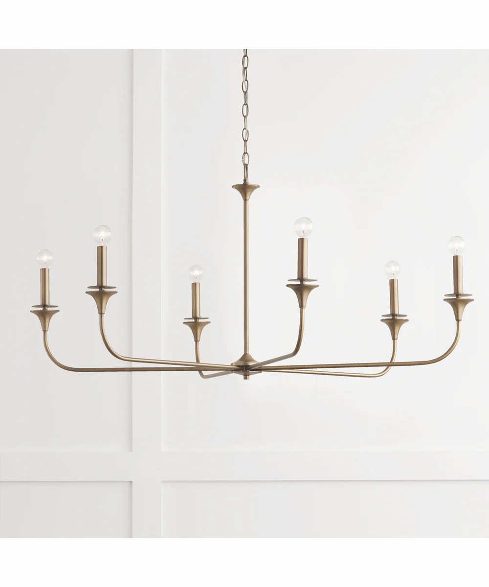 Presley 6-Light Chandelier Aged Brass - Image 2