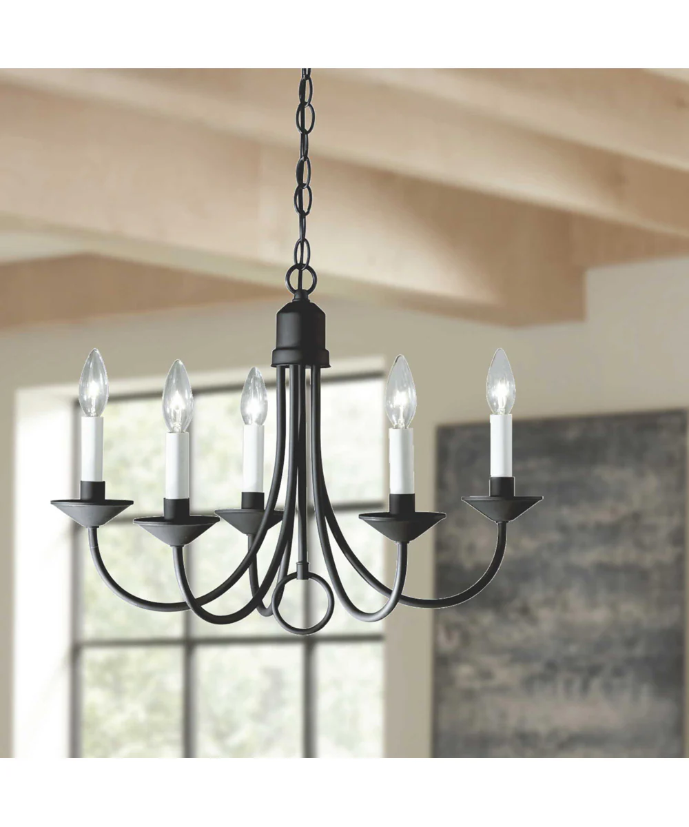 5-Light White Candles Traditional Chandelier Light Textured Black - Image 2