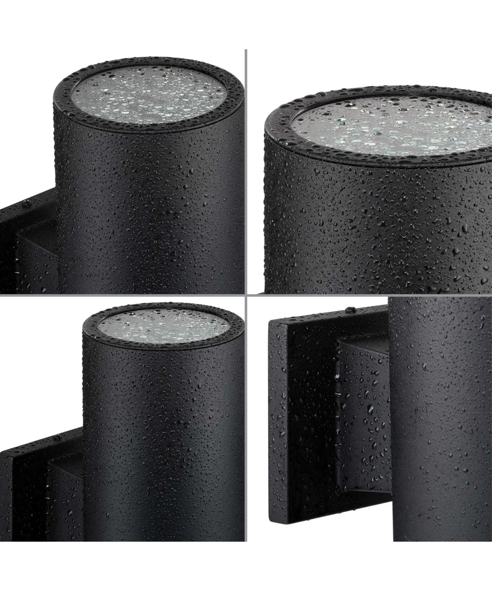 5" Outdoor Up/Down Wall Cylinder 2-Light Modern Outdoor Wall Lantern with Top Lense Black - Image 3