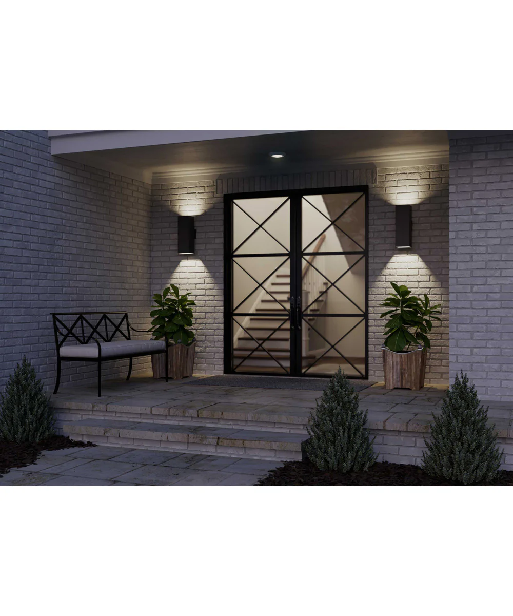 6" LED Square Up/Down Outdoor Wall Mount Fixture Black - Image 2