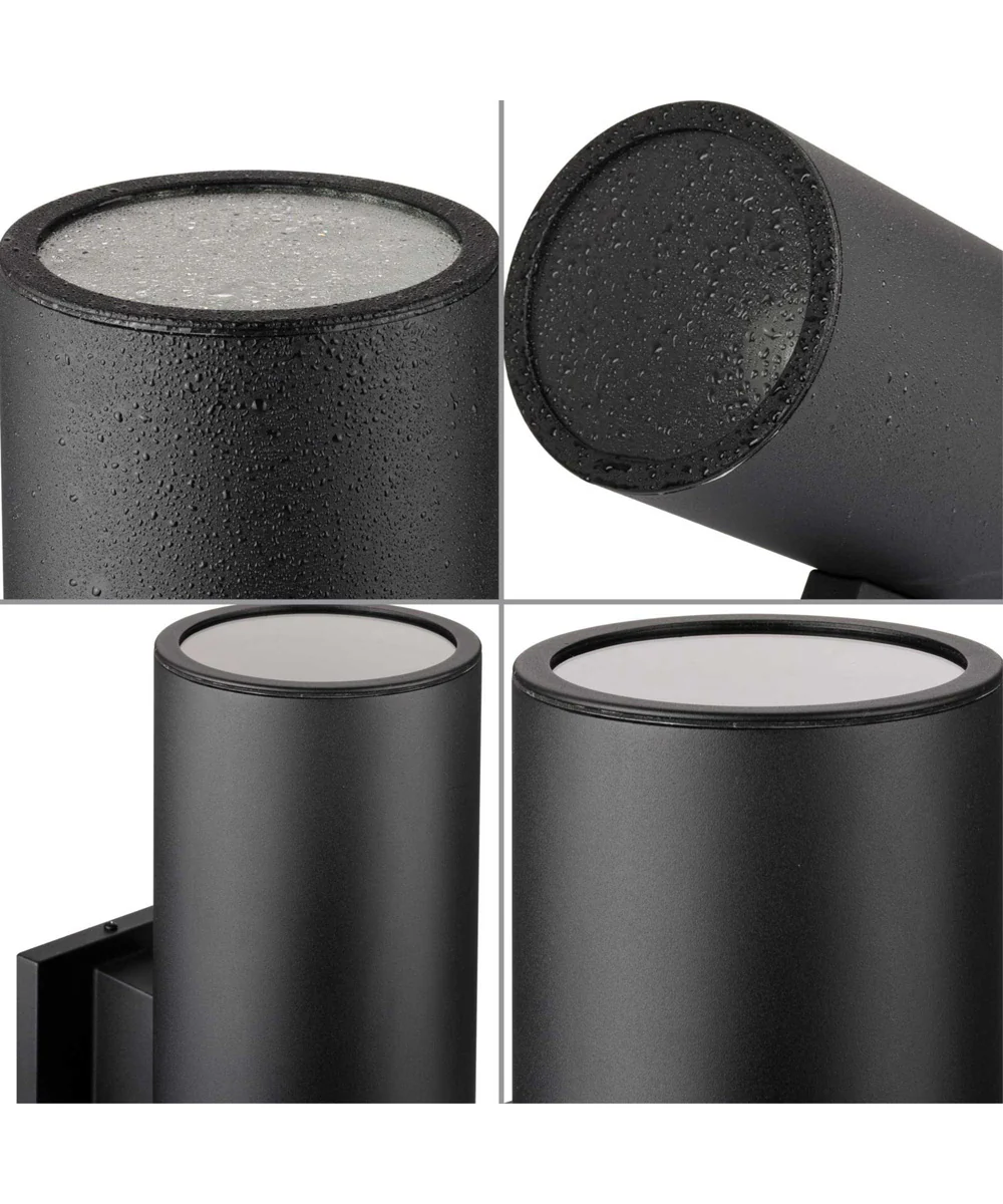 6" Outdoor Up/Down Wall Cylinder 2-Light Modern Outdoor Wall Lantern with Top Lense Black - Image 2