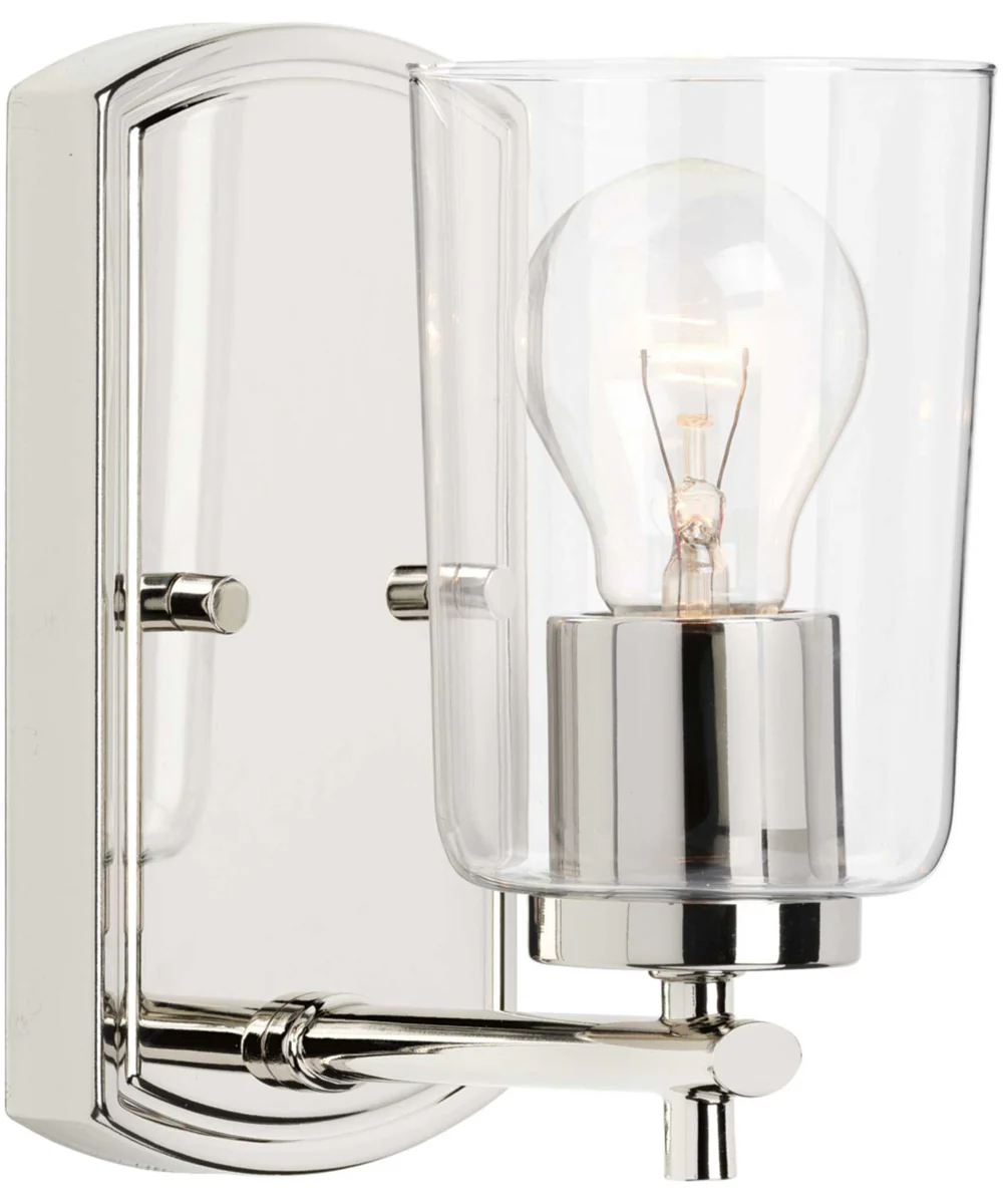 Adley 1-Light Clear Glass New Traditional Bath Vanity Light Polished Nickel