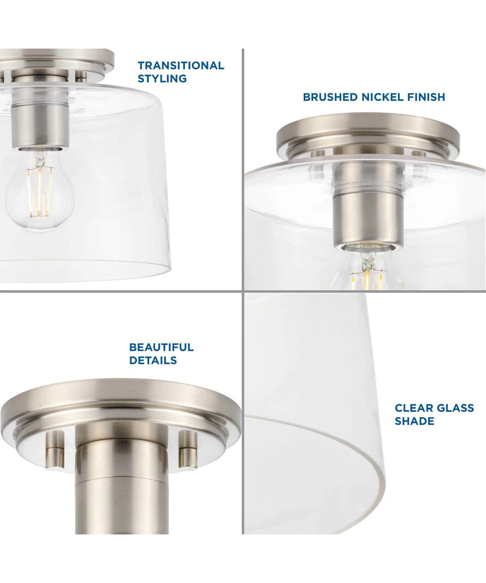 Adley 1-Light Clear Glass New Traditional Flush Mount Light Brushed Nickel - Image 4