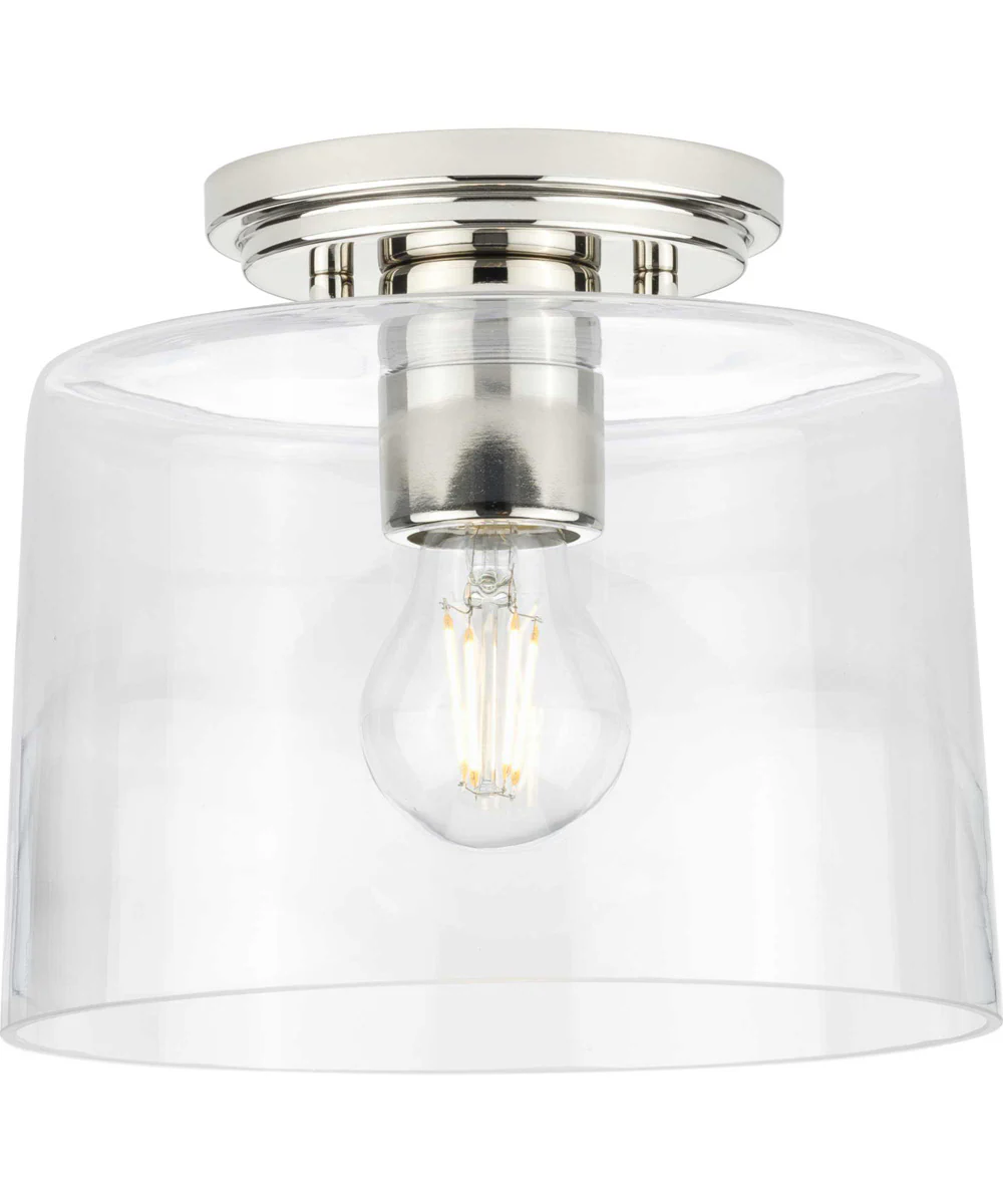 Adley 1-Light Clear Glass New Traditional Flush Mount Light Polished Nickel