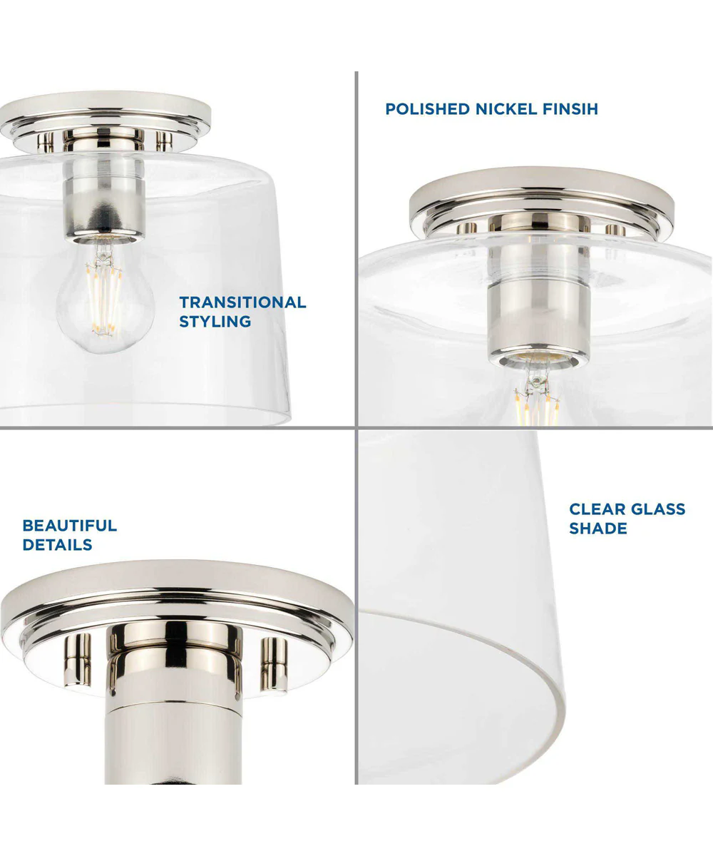 Adley 1-Light Clear Glass New Traditional Flush Mount Light Polished Nickel - Image 3