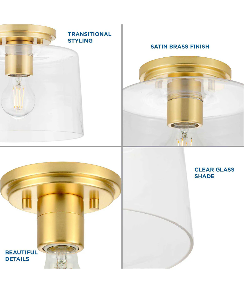 Adley 1-Light Clear Glass New Traditional Flush Mount Light Satin Brass - Image 4