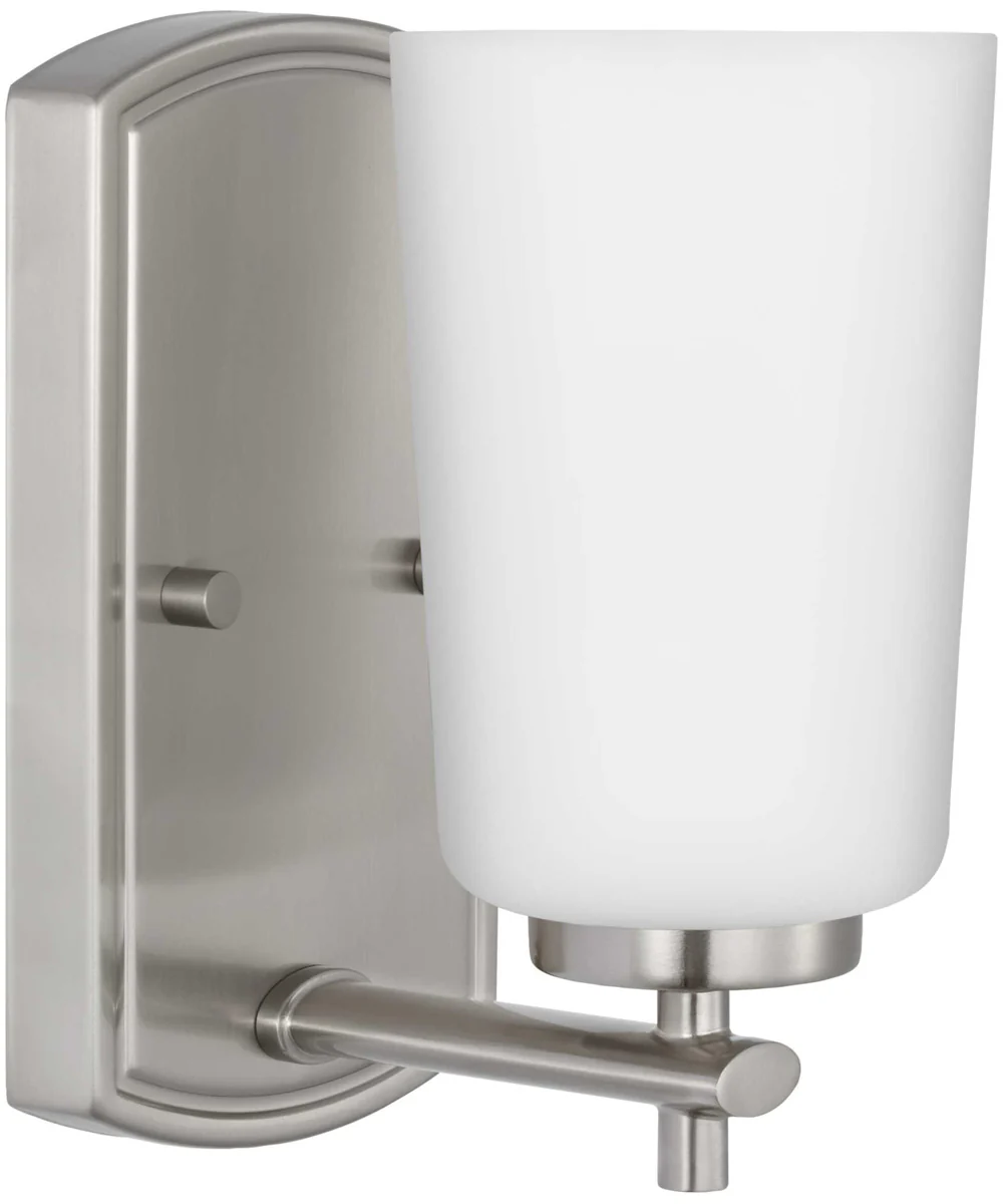 Adley 1-Light Etched Opal Glass New Traditional Bath Vanity Light Brushed Nickel