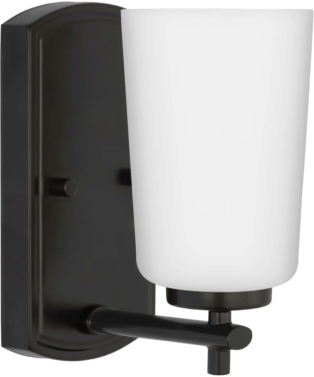 Adley 1-Light Etched Opal Glass New Traditional Bath Vanity Light Matte Black