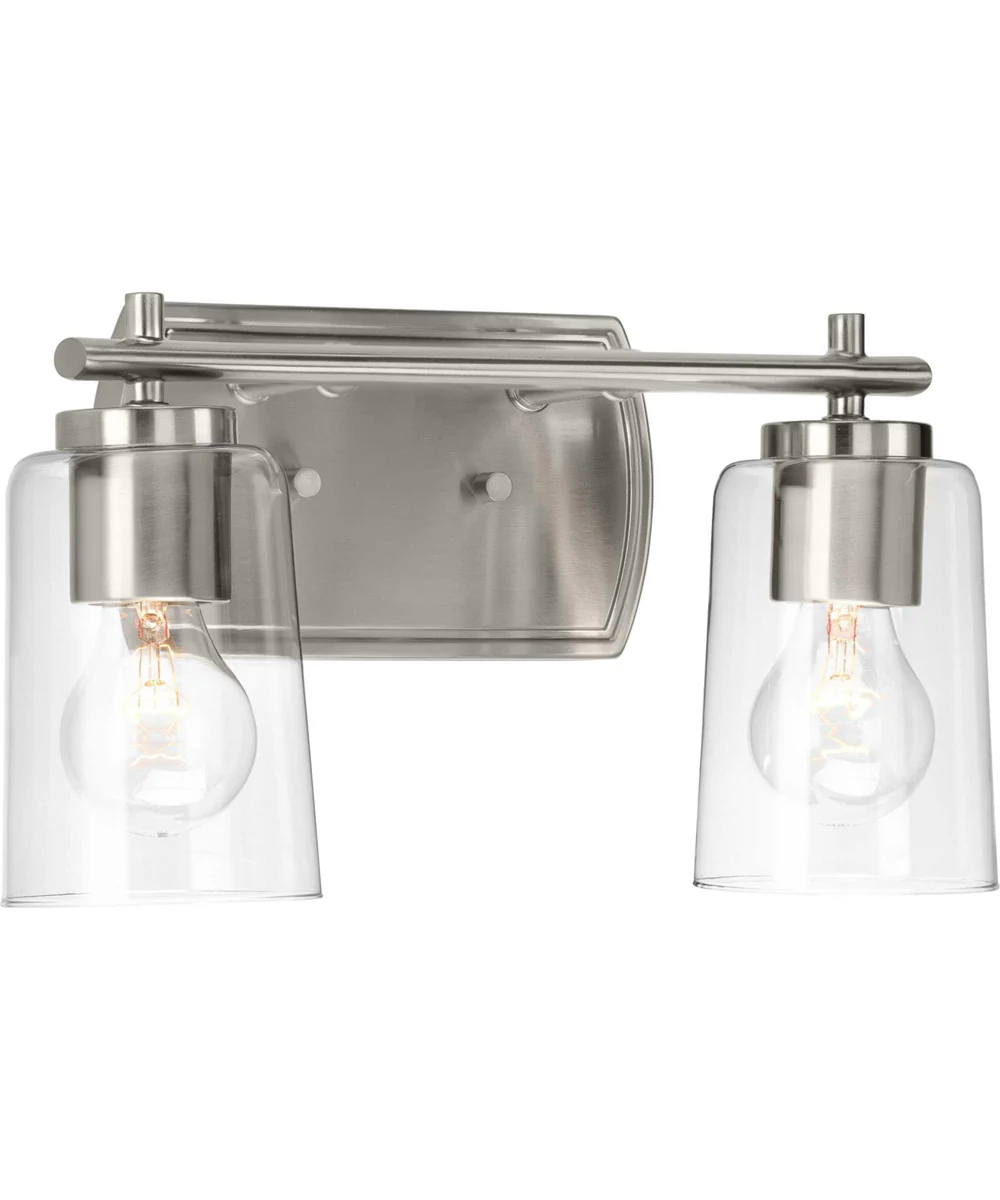 Adley 2-Light Clear Glass New Traditional Bath Vanity Light Brushed Nickel - Image 2