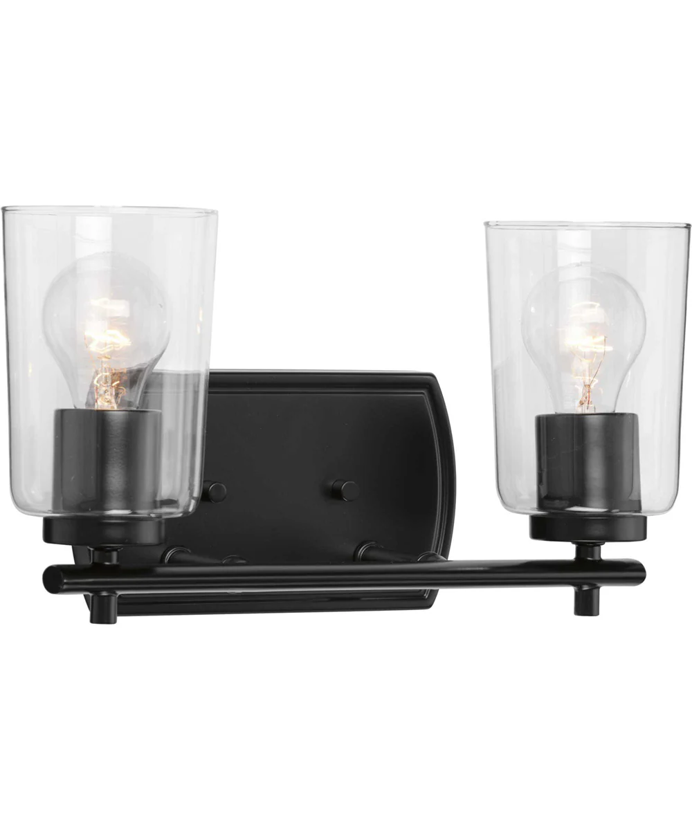 Adley 2-Light Clear Glass New Traditional Bath Vanity Light Matte Black