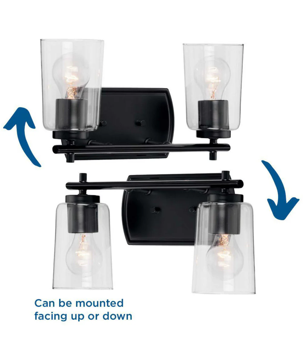 Adley 2-Light Clear Glass New Traditional Bath Vanity Light Matte Black - Image 8
