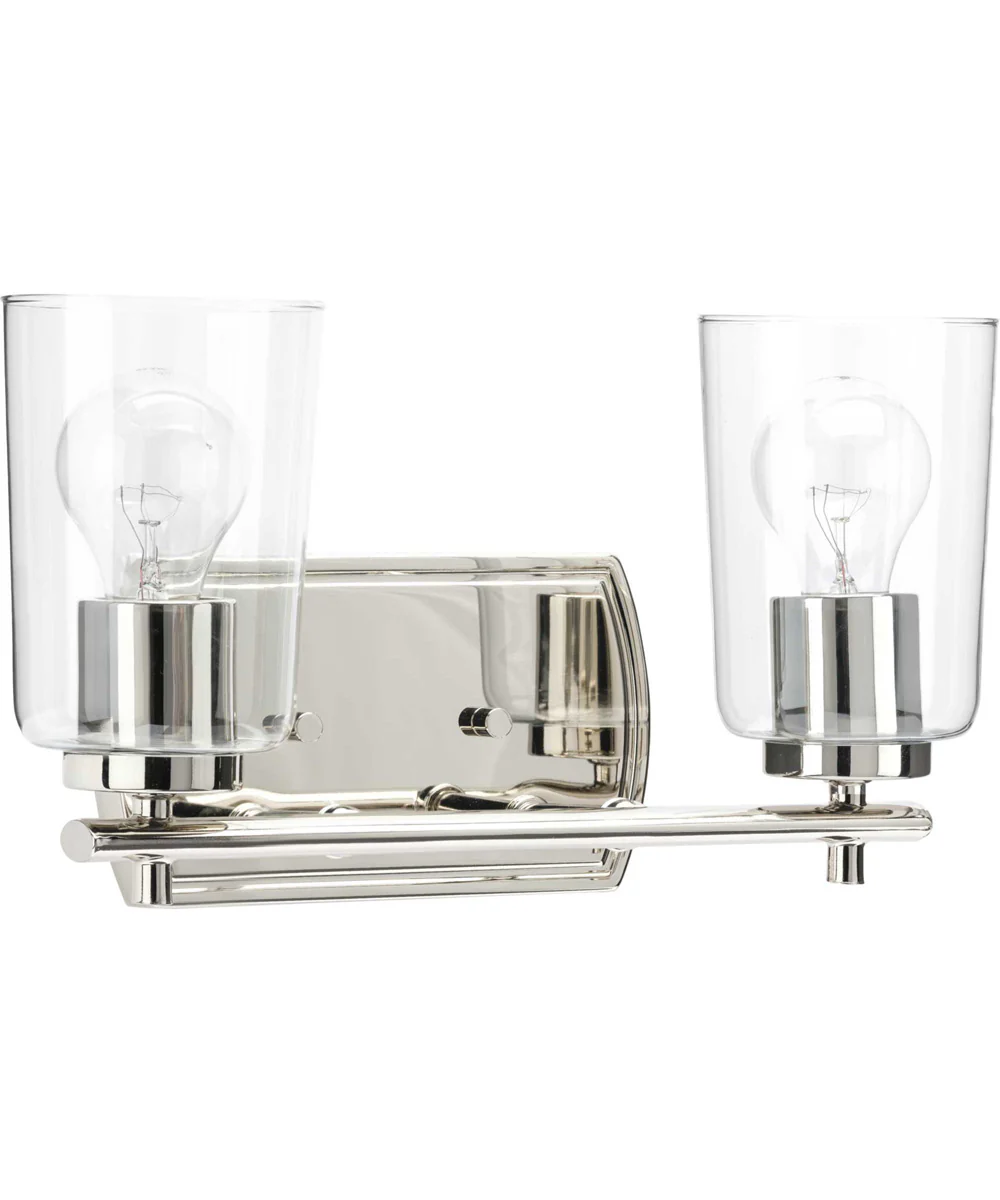 Adley 2-Light Clear Glass New Traditional Bath Vanity Light Polished Nickel - Image 4